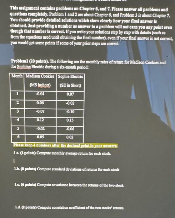can you answer please This assignment contains problems on Chapter 6 ,