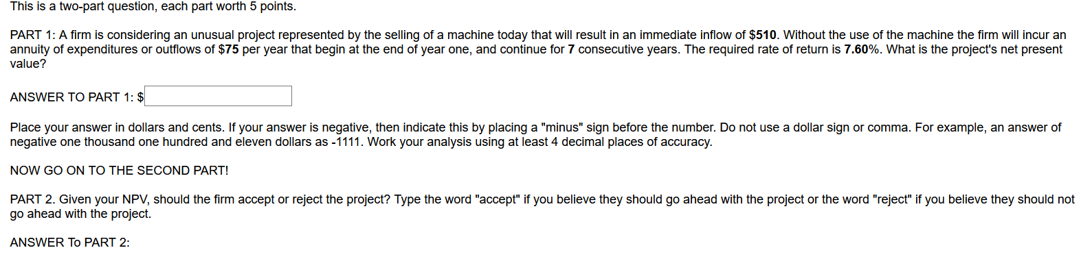 This is a two-part question, each part worth 5 points. PART