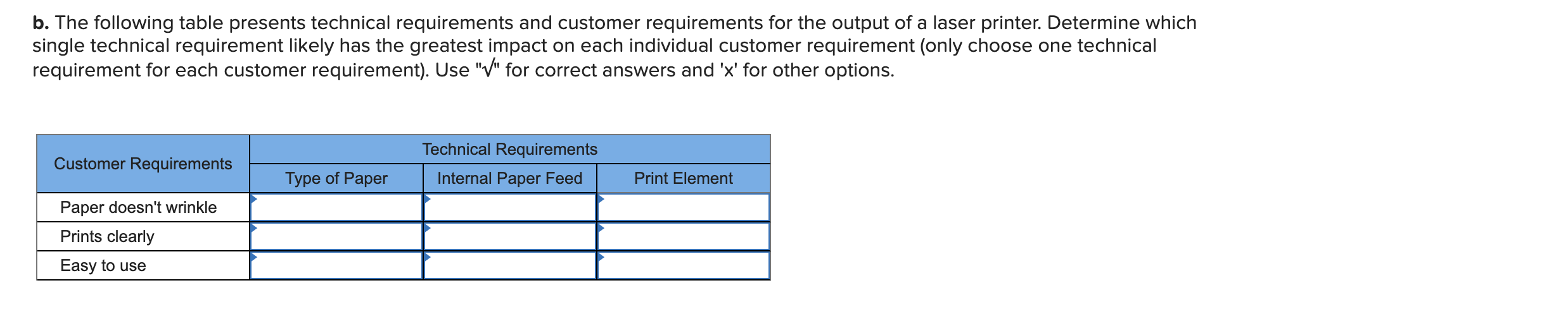 customer requirement that the paper not tear? (You may select more than