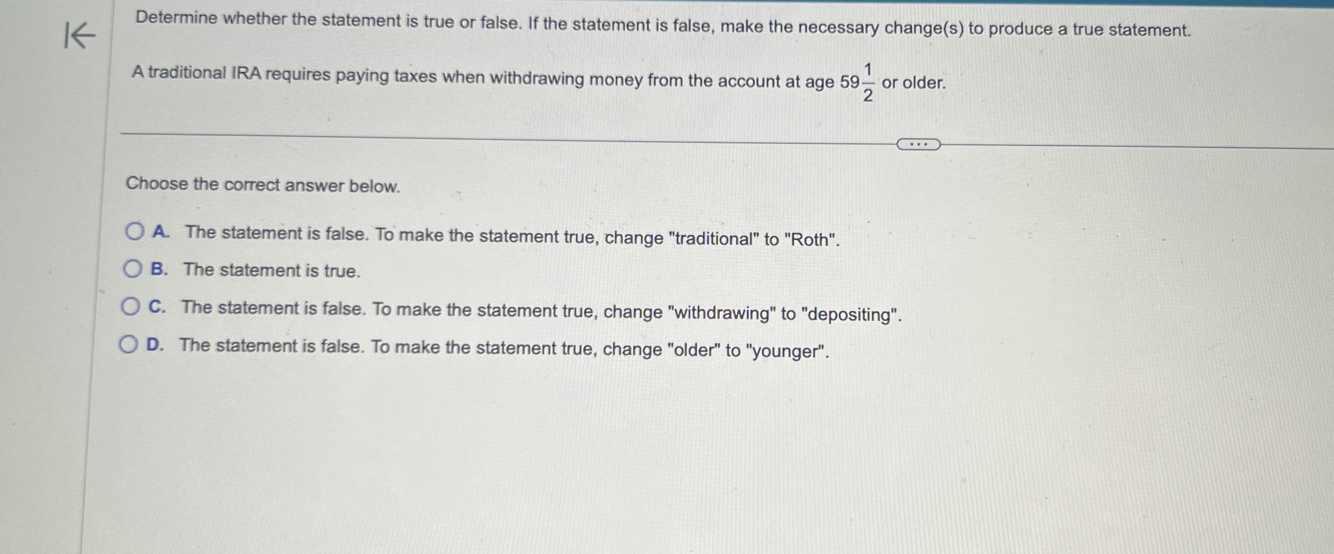  Determine whether the statement is true or false. If the statement