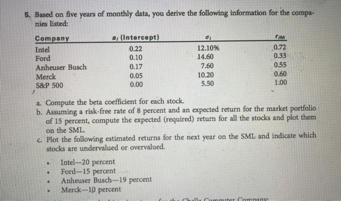 please show all work for C. 5. Based on five years of