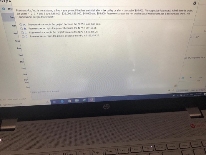  O My Frameworks, Inc is considering a five-year project that has