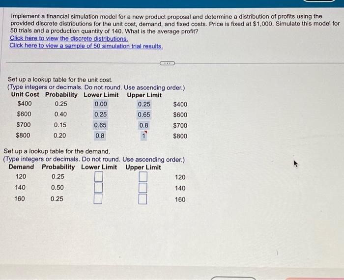 PLEASE HELP ASAP Implement a financial simulation model for a new product