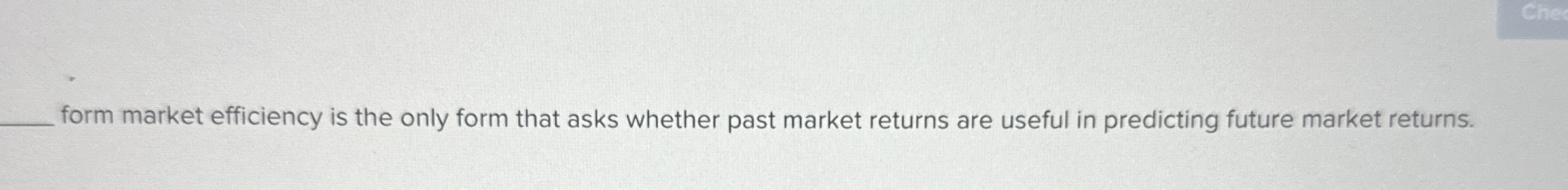  form market efficiency is the only form that asks whether past