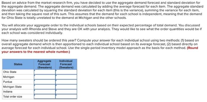 forecast, (2) based directly on average forecast for each individual school. Use