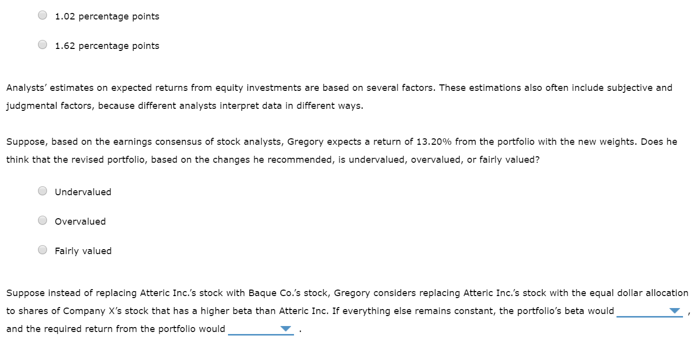 drop down for the last question [increase or decrease] Gregory is an