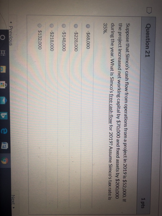Suppose that Simco's cash flow from operations from a project in 2019