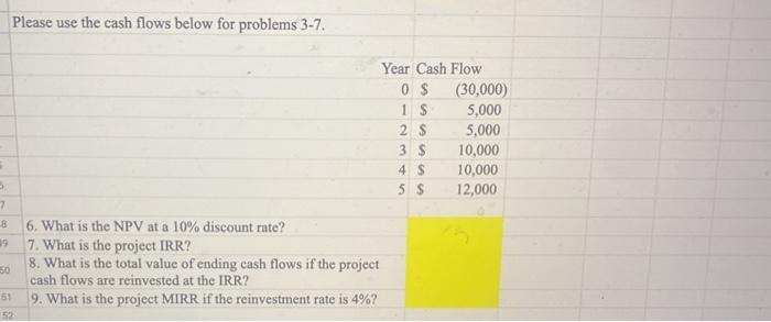 please solve and answer correctly Please use the cash flows below for