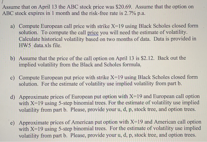  could you please help me with parts A-E by using excel