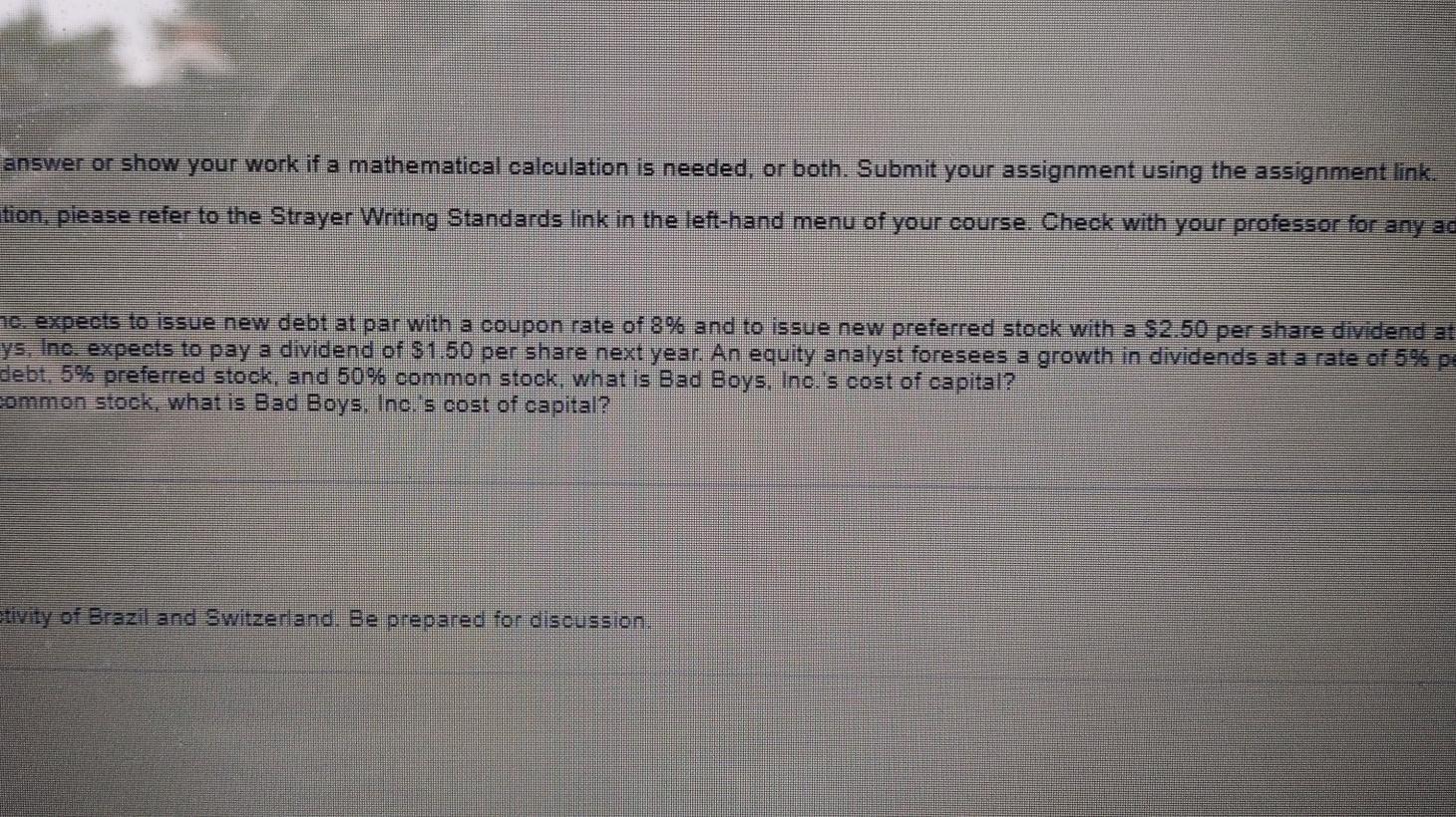 Submit you he use of Strayer Writing Standards. For assistance and information,