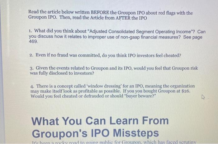  Read the article below written BEFORE the Groupon IPO about red