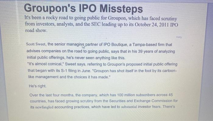 flags with the Groupon IPO. Then, read the Article from AFTER the
