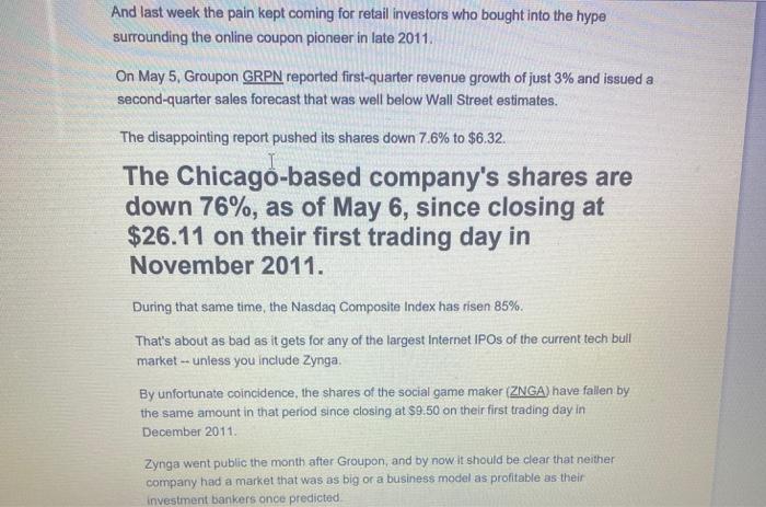 Groupon and its IPO, would you feel that Groupon risk was fully