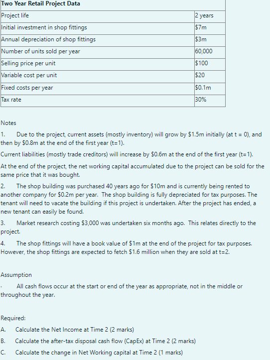 2 years $7m $3m Two Year Retail Project Data Project life