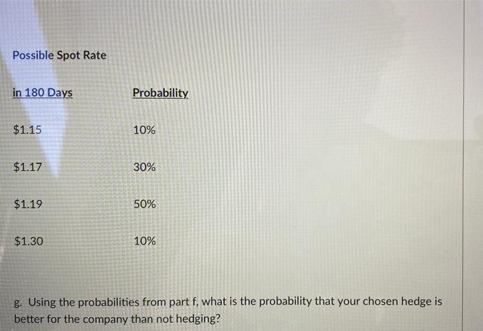 days. Infinity also has payables due in 180 days of 1,200,000. Today's