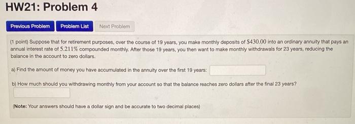  HW21: Problem 4 Previous Problem Problem List Next Problem (1 point)