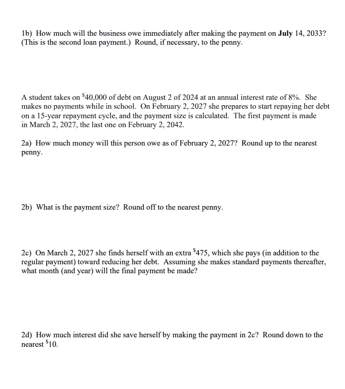 post scans or photographs of the papers. Use this table: Monthly payment