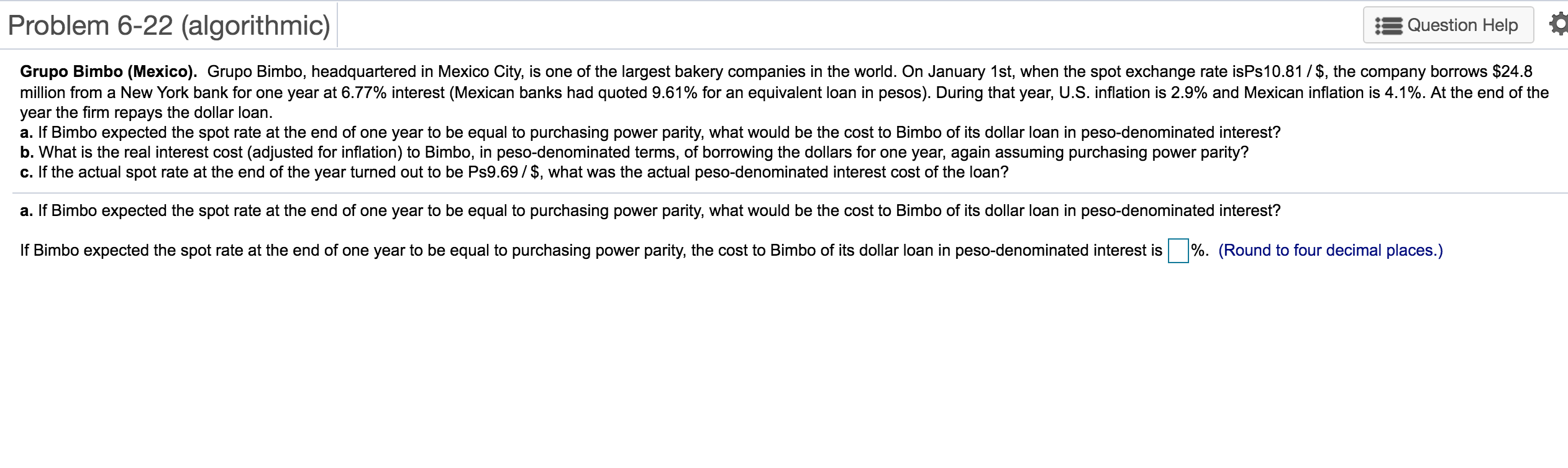 Problem 6-22 (algorithmic) 3 Question Help Grupo Bimbo (Mexico). Grupo Bimbo,