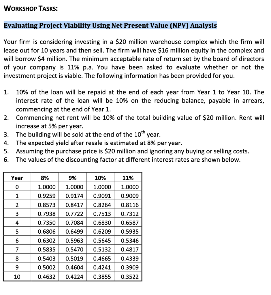  Please show and explain all working out. Thank you :) WORKSHOP