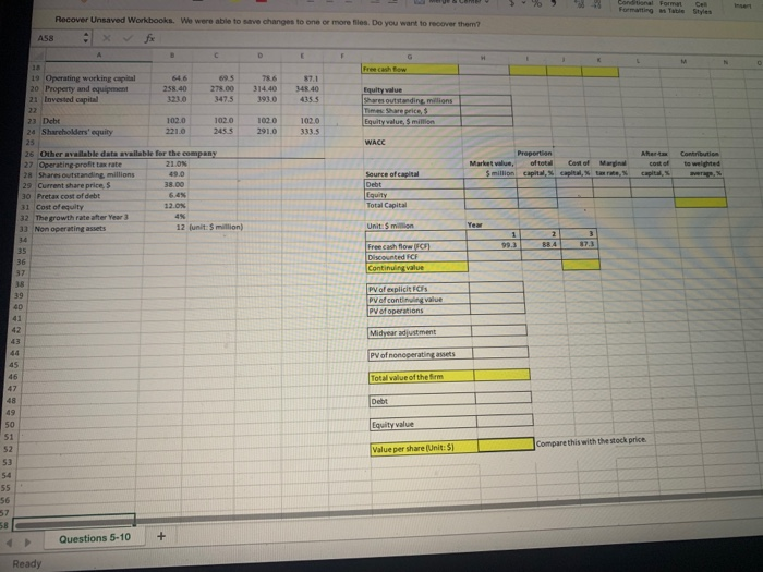 5. (3 points) Estimate the net operating profit less adjusted tax