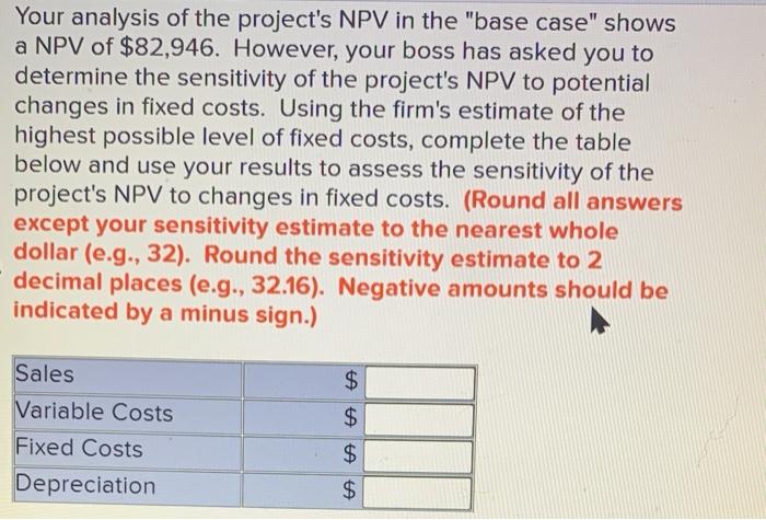 firm has made the following projections related to this project: Base Case