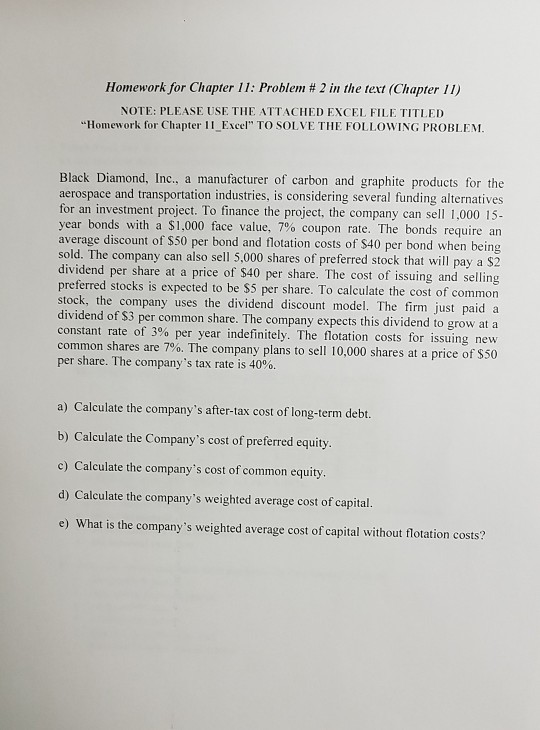  Homework for Chapter 11: Problem #2 in the text (Chapter 11)