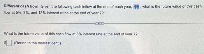 Please solve in excel. Thank you. Different cash flow. Given the following