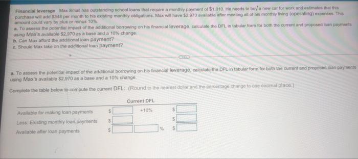 monthly payment of $1,010. He needs to buy a new car for