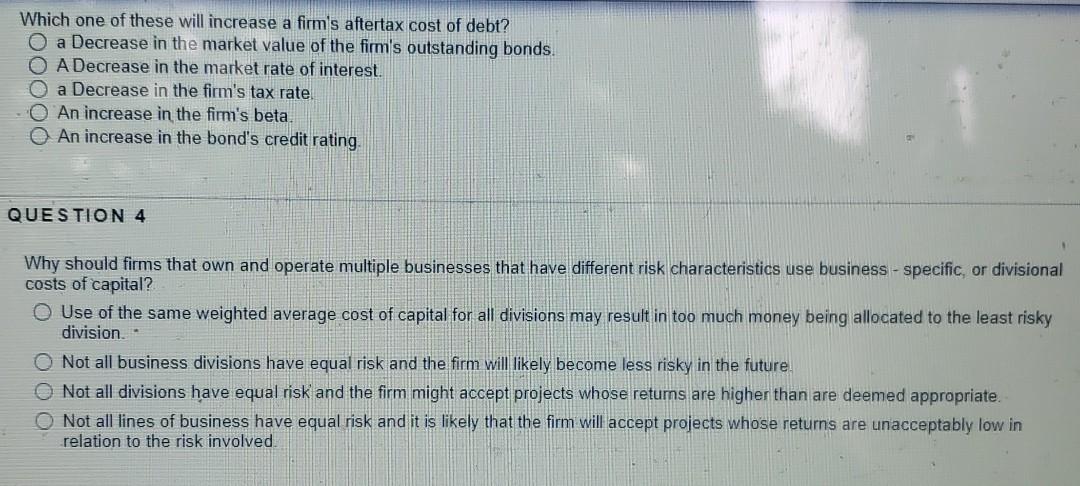 has equity with market value $5 billion. It has no debt The