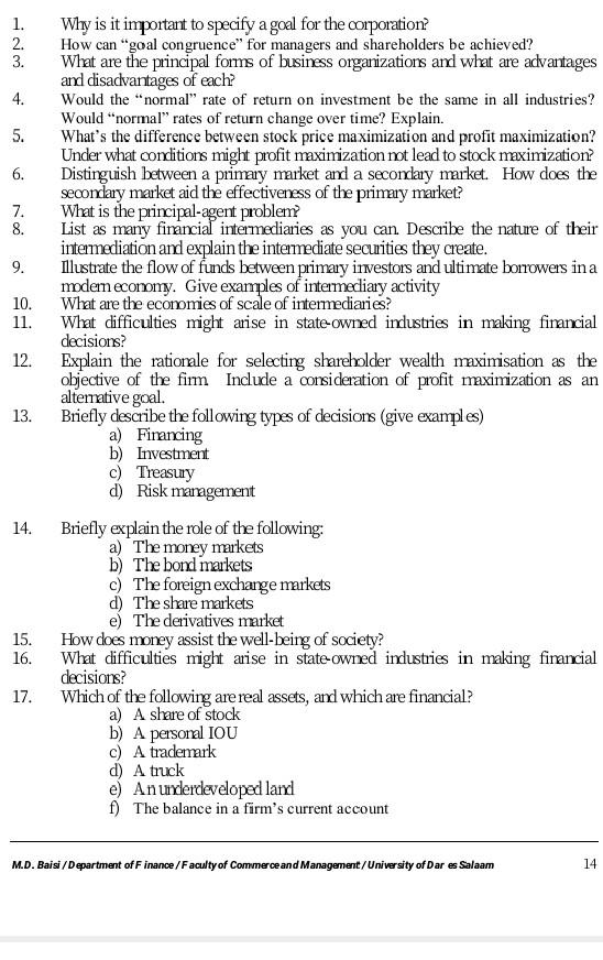  kindly provide solutions to these financial management questions 1. 2. 3.
