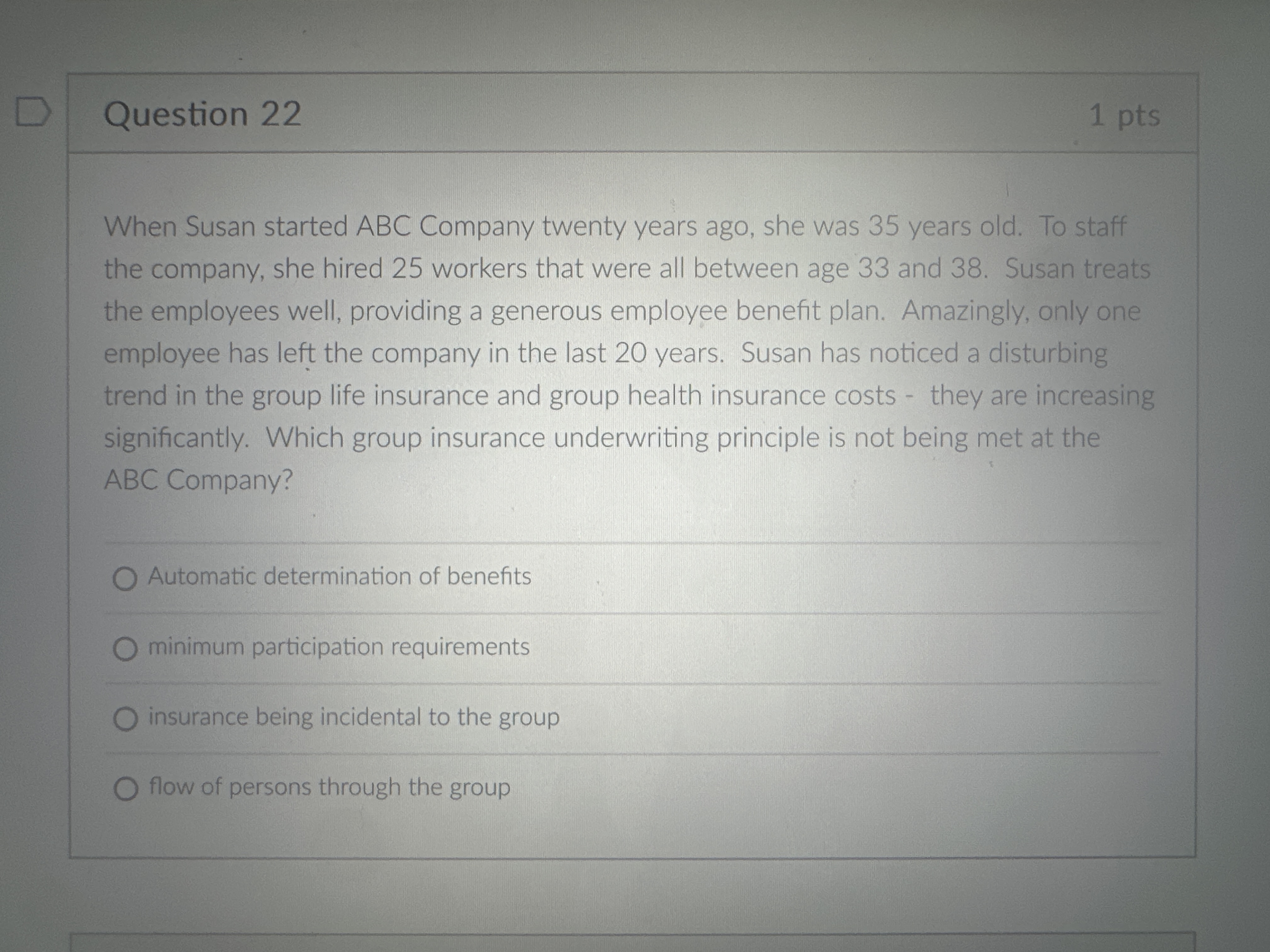  Question 22 When Susan started ABC Company twenty years ago, she