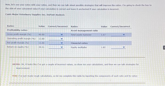  Now, let's see your notes with your ratios, and then we