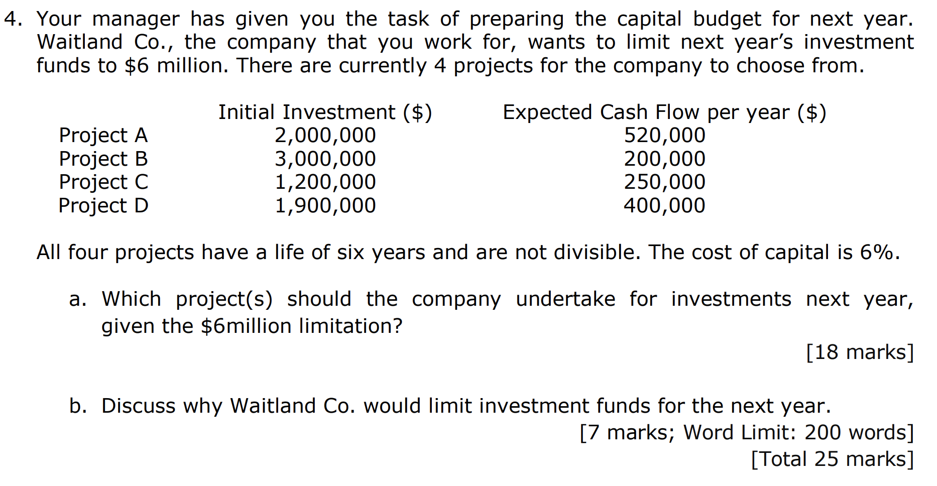 4. Your manager has given you the task of preparing the