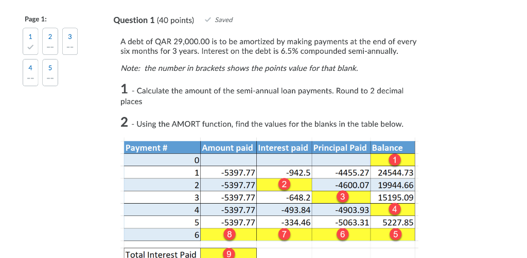 Page 1: Question 1 (40 points) Saved 1 2 3 A