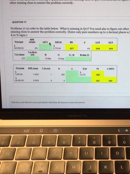  other missing clues to answer the problem correctly. QUESTION 17 Problems