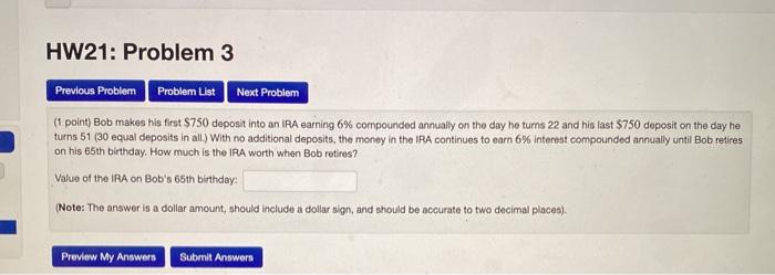  HW21: Problem 3 Previous Problem Problem List Next Problem (1 point)