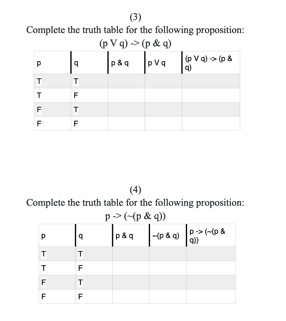 this this phi , Please help (3) Complete the truth table
