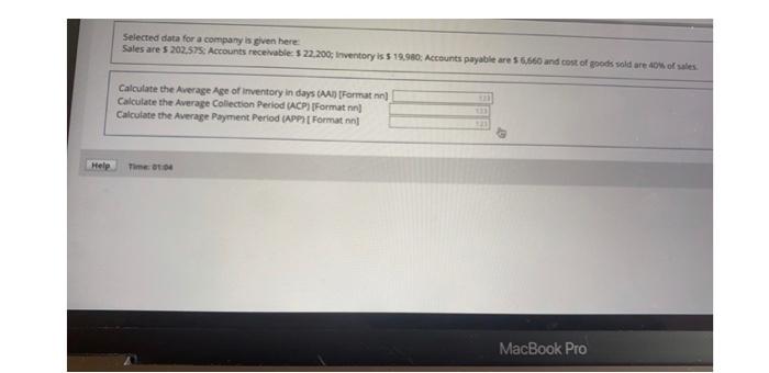  Selected data for a company is given here Sales are $