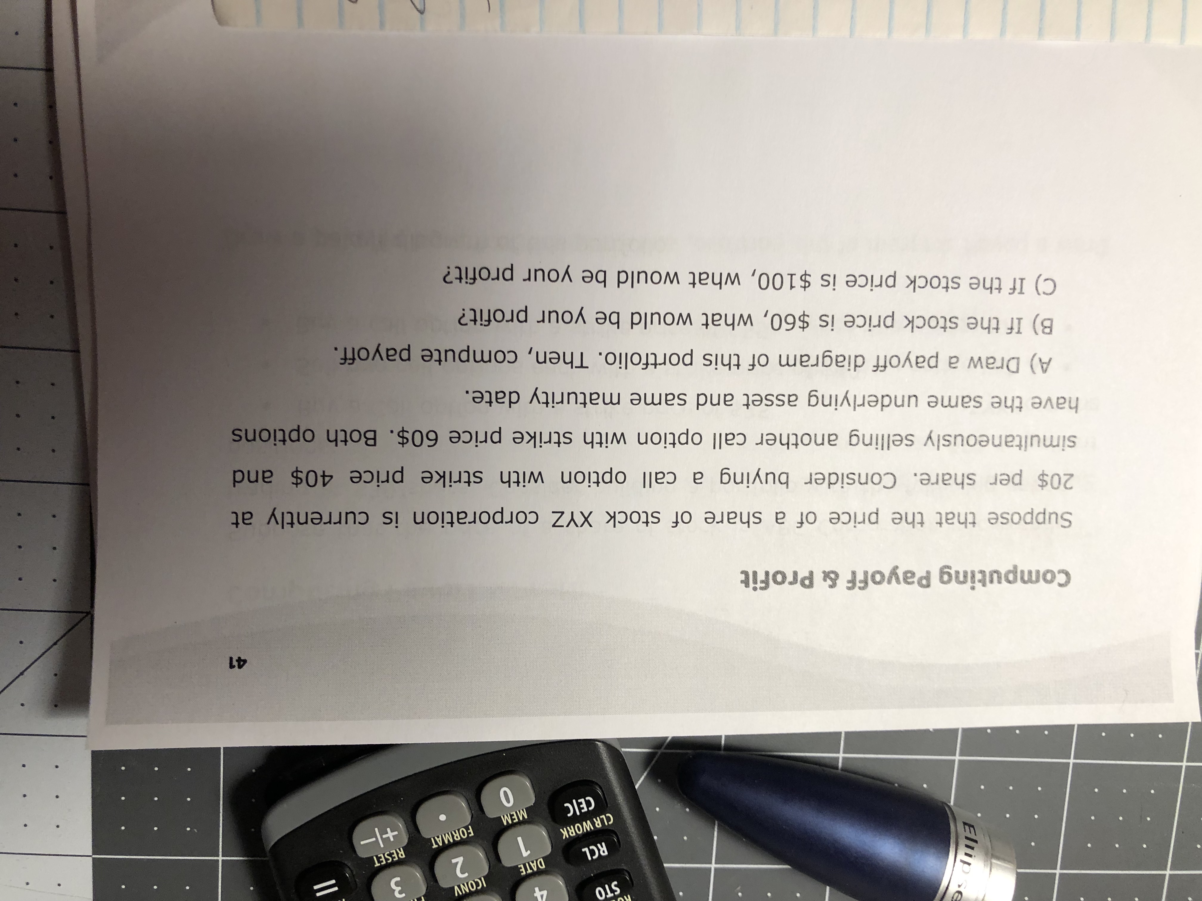 Profit ino Suppose that the price of a share of stock in