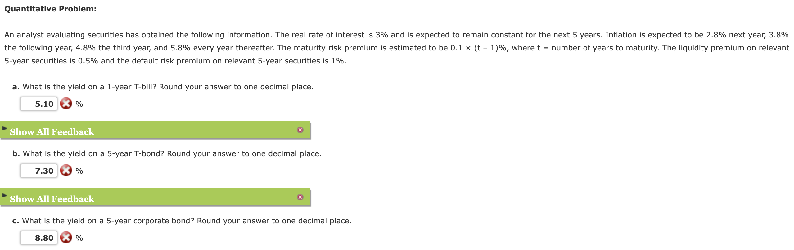 This is all a part of one question. Quantitative Problem: An analyst