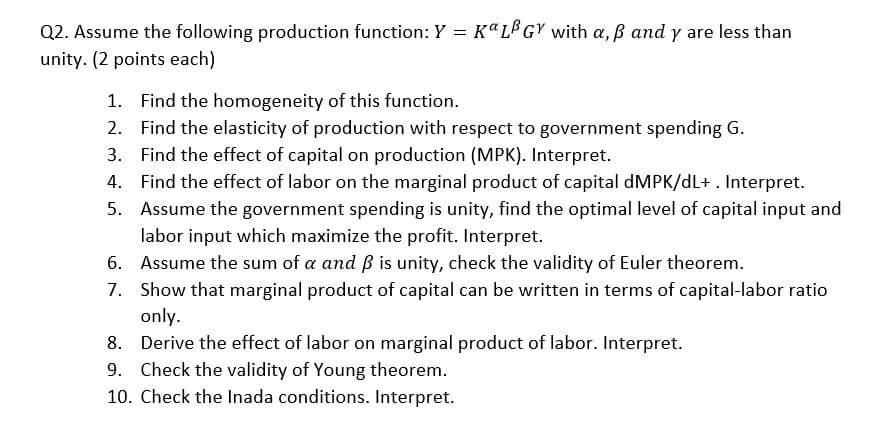 I is the income. Construct the firm problem. (3 points) b. Solve