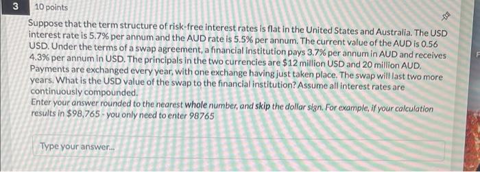  3 S - 10 points Suppose that the term structure of
