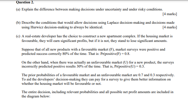  Question 2. (a) Explain the difference between making decisions under uncertainty