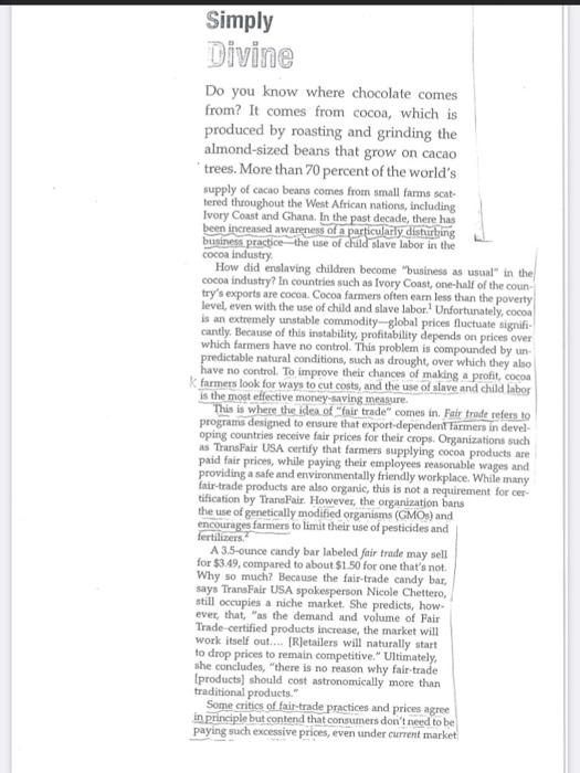 this case study Simply Divine Do you know where chocolate comes from?