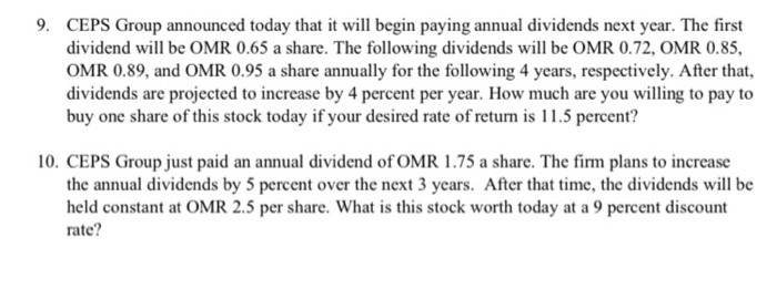 9. CEPS Group announced today that it will begin paying annual