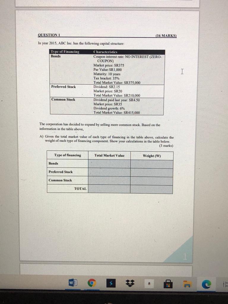 QUESTION 1 (16 MARKS) In year 2015, ABC Inc. has the