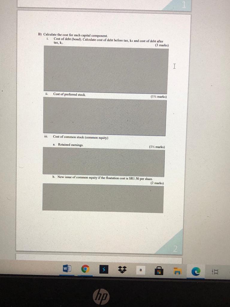 following capital structure: Type of Financing Bonds I Characteristics Coupon interest rate: