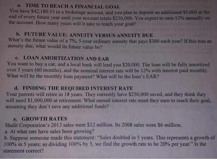 please complete parts a, b, d, and E and show work and