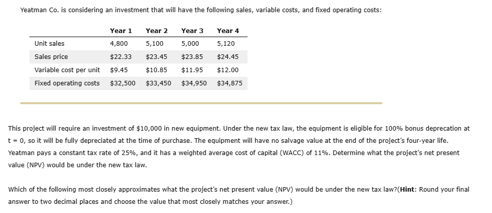 a similar investment in three years. However, if it chooses project B,