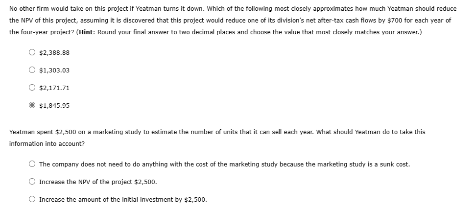 following table lists the cash flows for these projects. If the firm